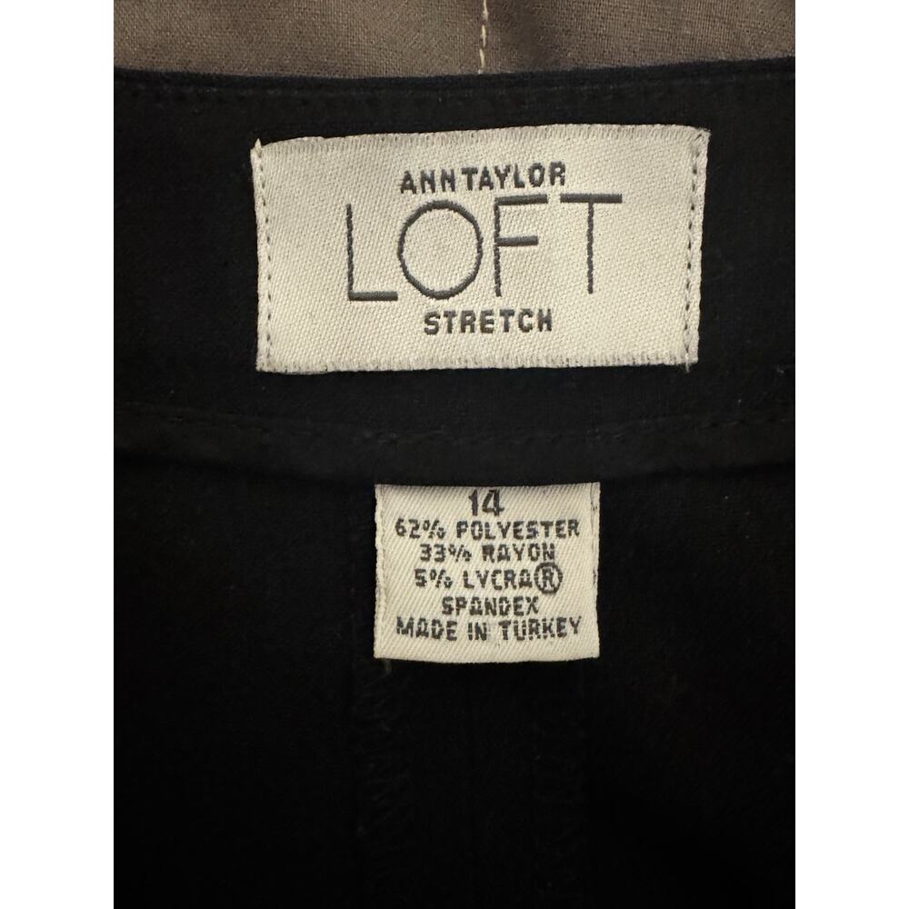 LOFT Dress Pants Womens Sz 14 Black Wide Leg Full Length Office Work Business - Picture 7 of 9